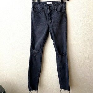 Madewell Womens 9" High Rise Skinny Distressed Black Jeans Size 27 Jns3